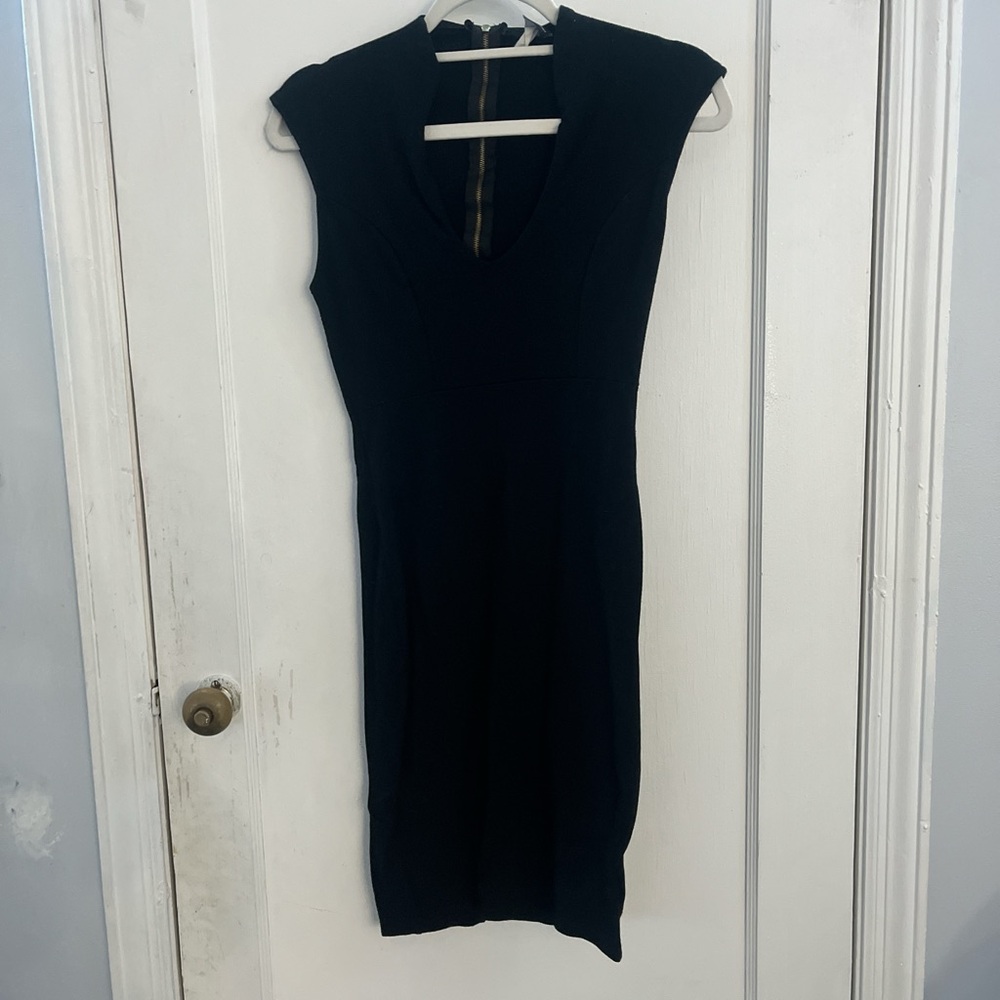 Black A-line mini dress with zipper back